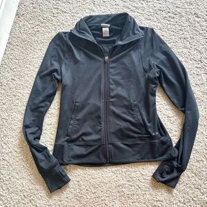 Champion Track Jacket Ladies Small Black Pockets Logo Running